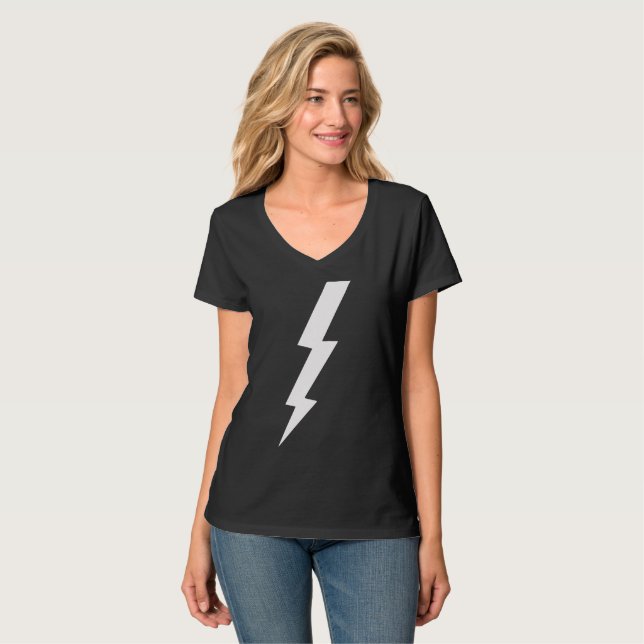 Bolt Of Lightening Black Thunderbolt Womens  Girls T-Shirt (Front Full)