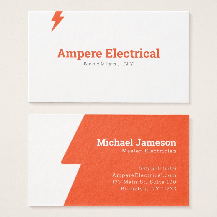 Bolt Red and White Electrician's Business Card | Zazzle