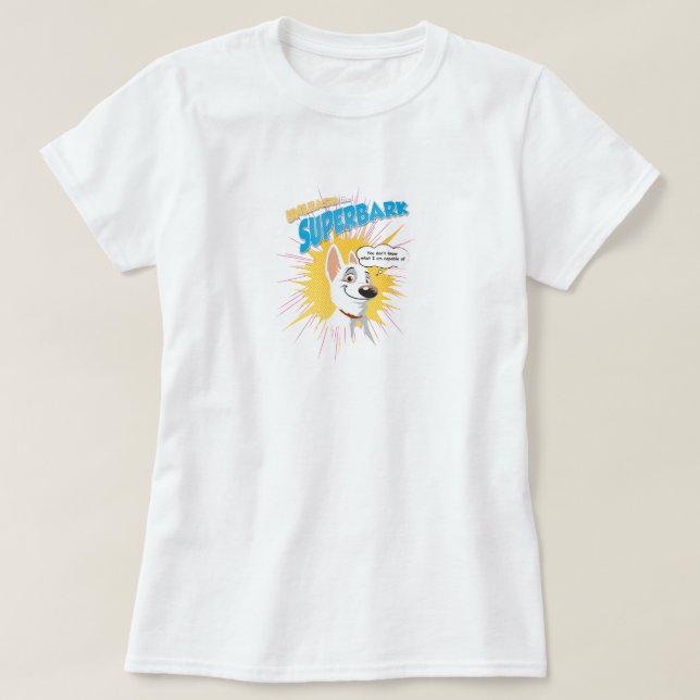 Bolt "unleash the superbark" thought bubble Disney T-Shirt (Design Front)
