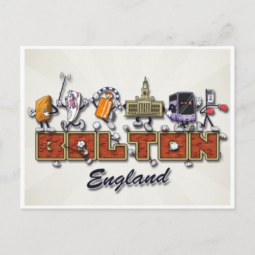 Bolton cartoon characters postcard