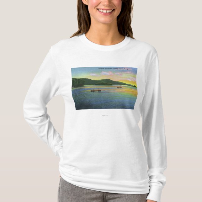 Bolton Landing View of Couples Canoeing T-Shirt (Front)