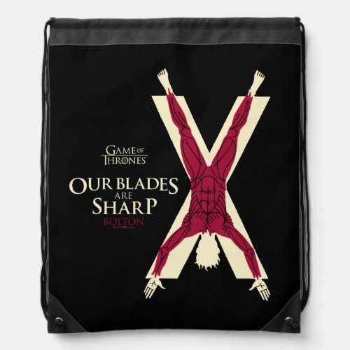 Bolton Sigil _ Our Blades Are Sharp Drawstring Bag