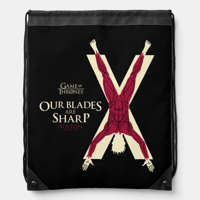 Bolton Sigil - Our Blades Are Sharp Drawstring Bag (Front)