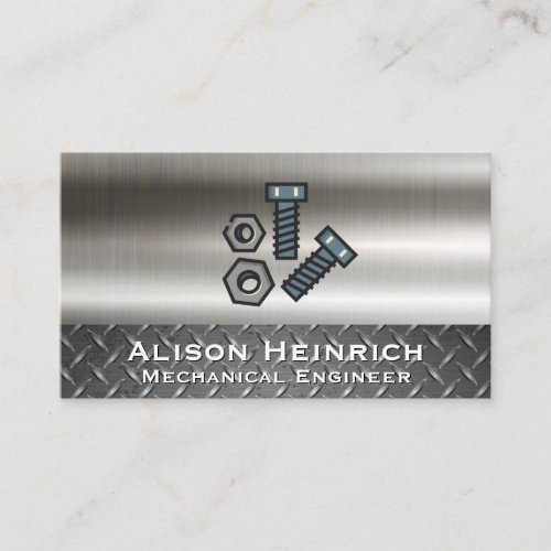 Bolts and Nuts  Metallic Background  Steel Plate Business Card