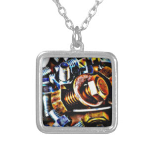 Bolts Pop Art Silver Plated Necklace