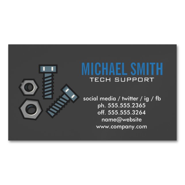 Bolts Screws Business Card Magnet (Front)