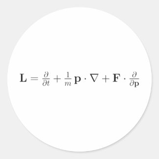 Boltzmann equation, black classic round sticker