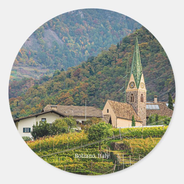 Bolzano, Italy landscape photograph Classic Round Sticker (Front)