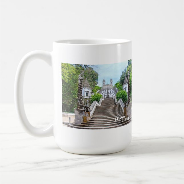 Bom Jesus Braga Sanctuary photo, with prayer Coffee Mug (Left)