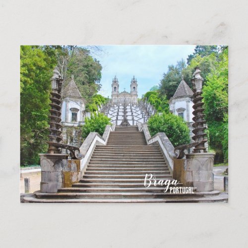 Bom Jesus Braga Sanctuary photo with prayer Postcard