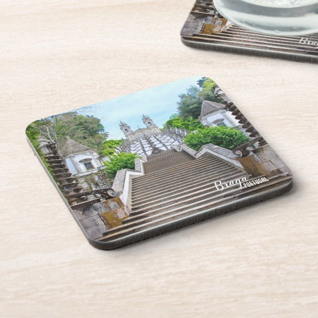Bom Jesus de Braga Catholic Sanctuary, Portugal Beverage Coaster (Left Side)