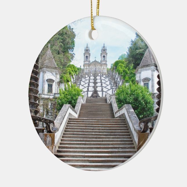 Bom Jesus do Monte Sanctuary in Braga, Portugal Ceramic Ornament (Left)