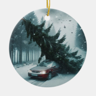 Bomb Cyclone Red Car Ceramic Ornament