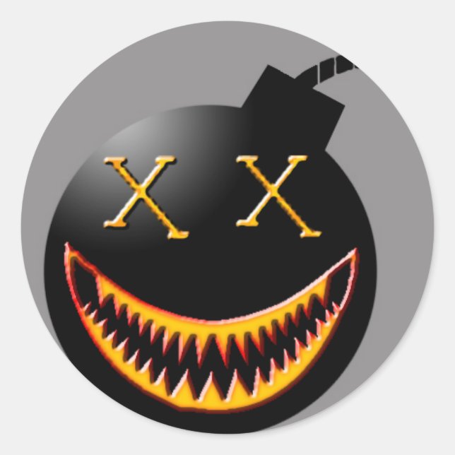 bomb face classic round sticker (Front)