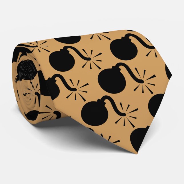 Bomb gold background neck tie (Rolled)