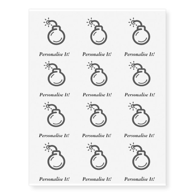Bomb Icon Temporary Tattoos (Front)