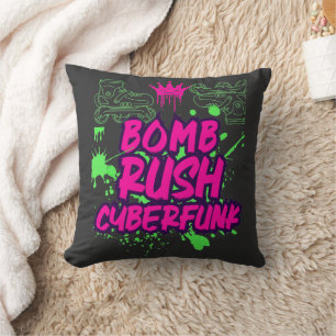 Bomb Rush Cyberfunk — Neon Street Graffiti Vibes Throw Pillow