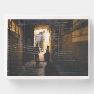 Bomb shelter in Lebanon's largest refugee camp Wooden Box Sign