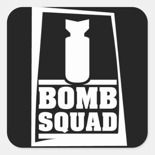 bomb squad square sticker | Zazzle