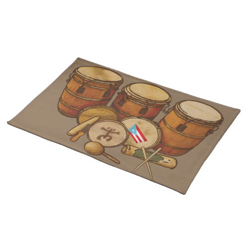 Bomba y Plena Instruments Cloth Placemat