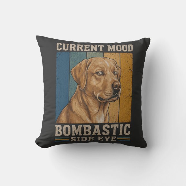 Bombastic Side Eye Labrador Retro Funny Dog Design Throw Pillow (Front)