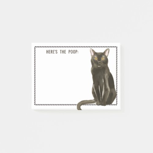 Bombay Black Cat  Editable Text  Heres the Poop Post_it Notes
