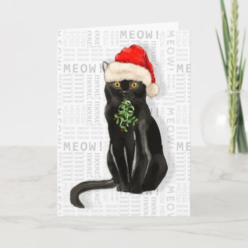 Bombay Black Cat Funny Christmas Card