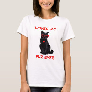Bombay Black Cat Red Heart Heart-Shaped Sunglasses T-Shirt