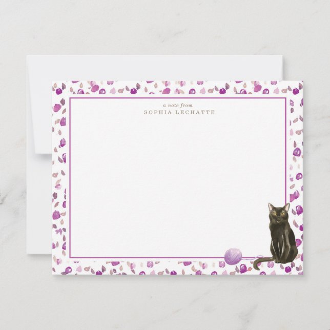 Bombay Black Cat Stationery Note Card (Front)