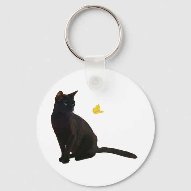 Bombay Cat & Butterfly Keychain (Front)
