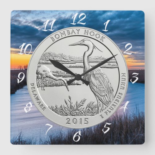 BOMBAY HOOK COIN SQUARE WALL CLOCK