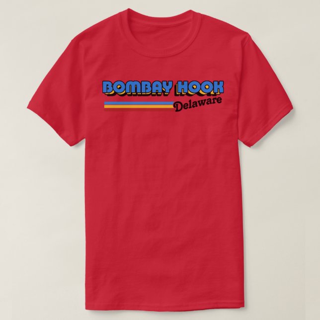 Bombay Hook Delaware Retro Styled Design T-Shirt (Design Front)