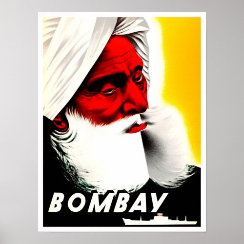 Bombay India vintage travel poster