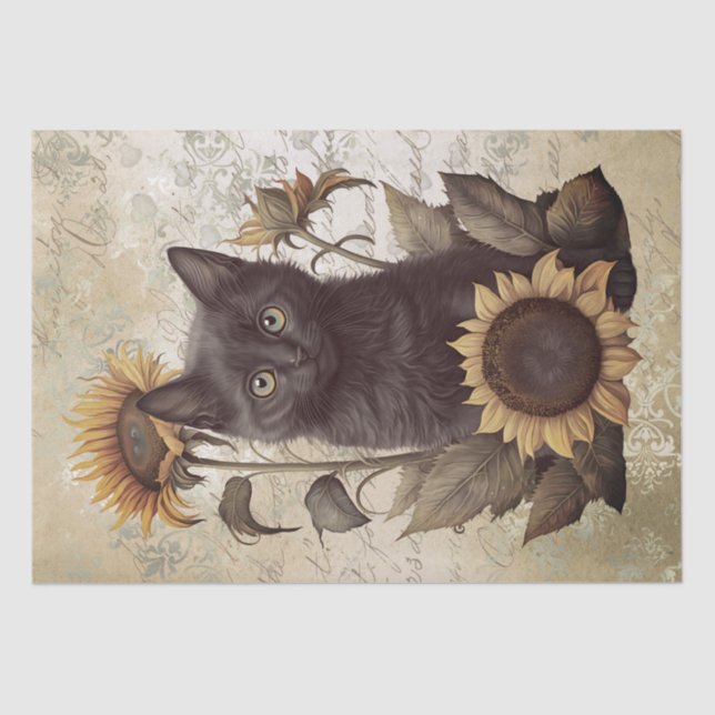 Bombay Kitten Sunflower Cat Tissue Paper (Front)