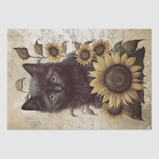 Bombay Kitten Sunflower Cat Tissue Paper (Front)