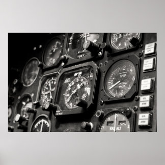 Bomber's cockpit and controls poster
