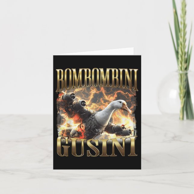 Bombombini Gusini Funny Italian Brainrot Meme Boot Card (Front)