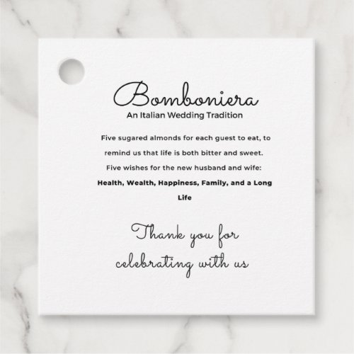 Bomboniera Italian Wedding Tradition Tag