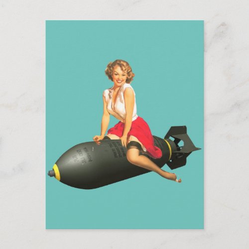 Bombs Away  Vintage pin up girl art  postcard