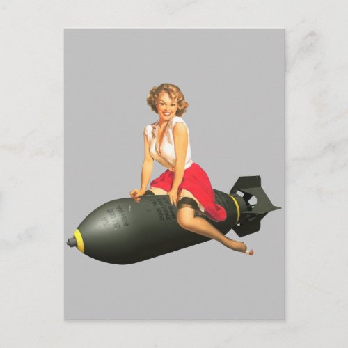 Bombs Away  Vintage pin up girl art  postcard