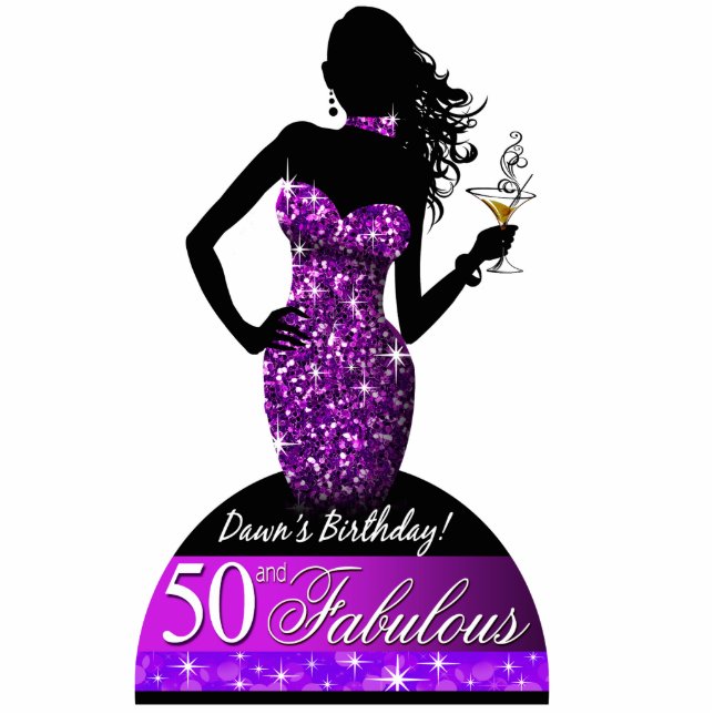 Bombshell Bling 50th Birthday Table Centerpiece Statuette (Front)