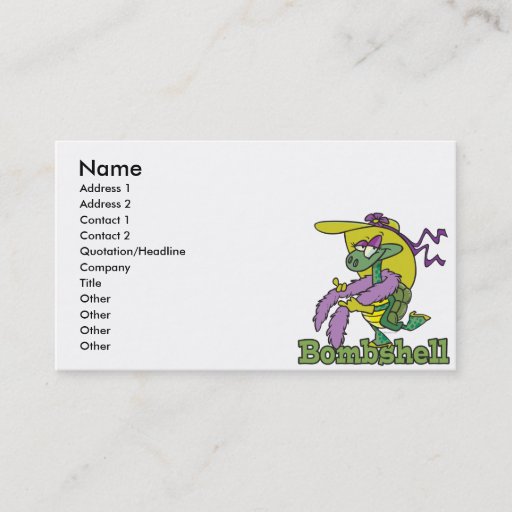 Customizable bombshell glam girly turtle tortoise cartoon business cards
