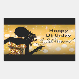 Bombshell Glitter Party Dress   gold Rectangular Sticker