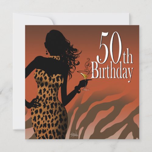 Bombshell Leopard 50th Birthday Party Russet Invitation