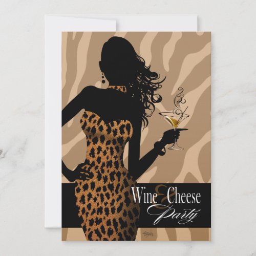 Bombshell Leopard Wine &amp; Cheese Party Tan Custom Announcement