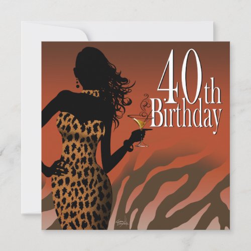 Bombshell Leopard Zebra 40th Birthday Party Invitation