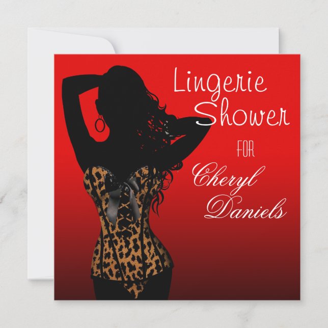 Bombshell Lingerie Leopard Corset Bridal Shower Invitation (Front)
