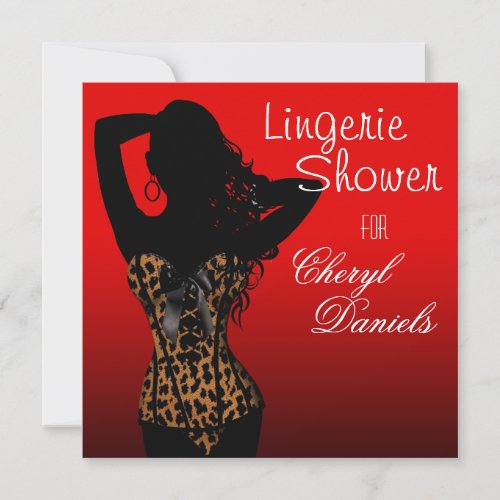 Bombshell Lingerie Leopard Corset Bridal Shower Invitation
