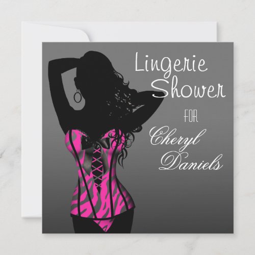 Bombshell Lingerie Zebra Corset Bridal Shower Invitation