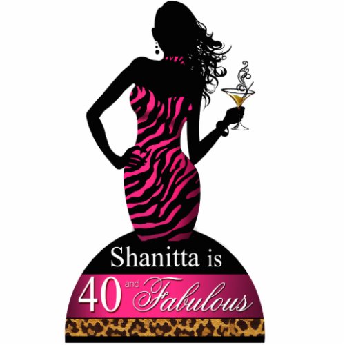 Bombshell Zebra 40th Birthday Topper fuschia Cutout